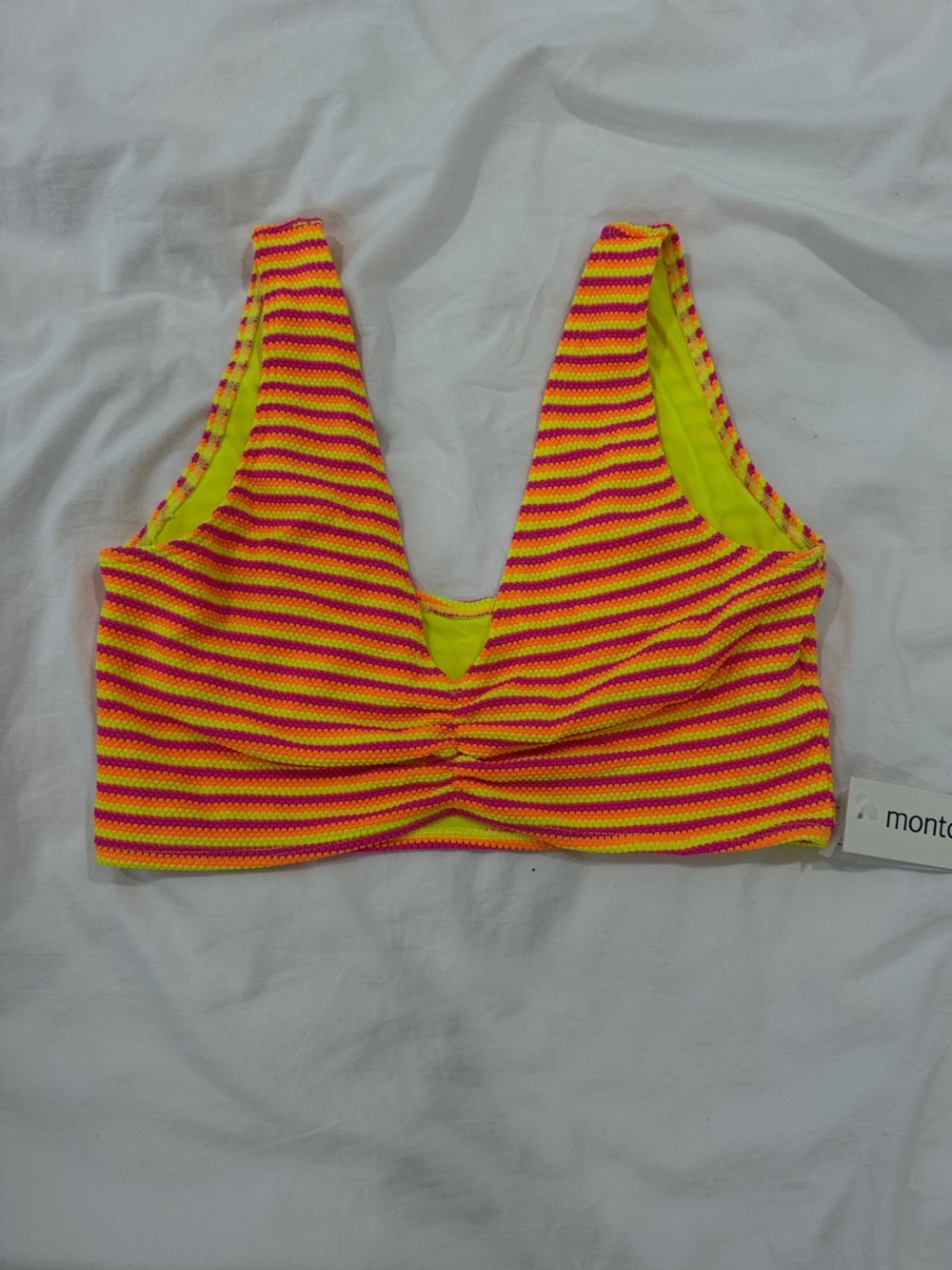 Montce Neon stripe Kim variation bikini top